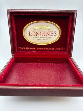 Vintage Longines Watch Box Burgundy Leatherette Presentation Case Collector
